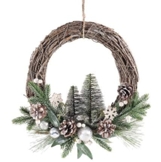 Ghirlanda in legno fuori porta Natale