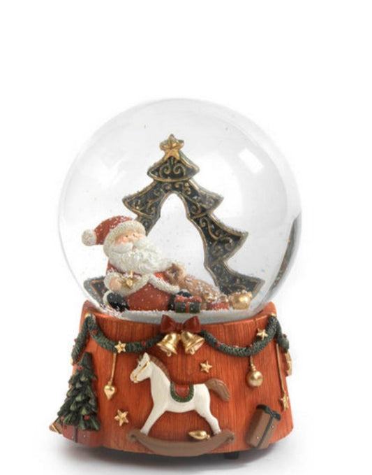 Sfera con albero e babbo natale carillon
