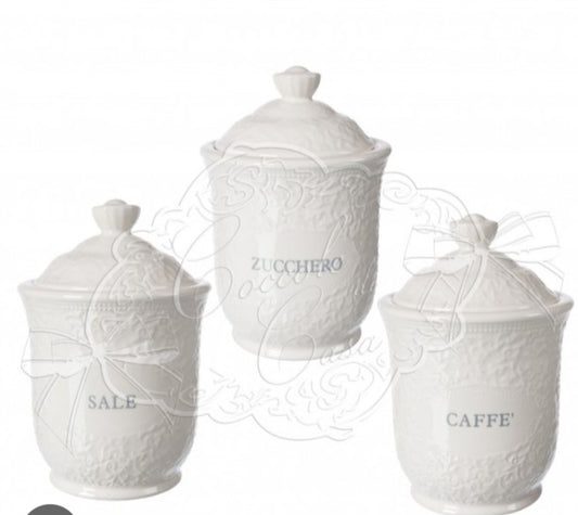 Tris barattoli sale zucchero caffè COccole di Casa